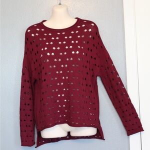 Parker Merlot Perforated Semi Sheer Sweater Small